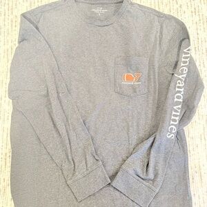 Vineyard Vines Gray Long Sleeve Tee with Orange Whale Logo